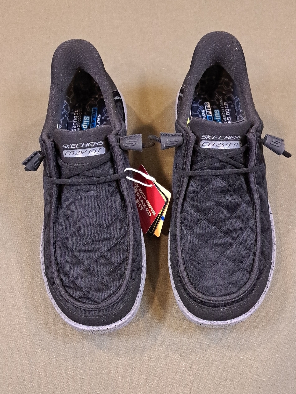 Skechers Slip-ins® Melson - Cozy Fit® Diamond Moc. - Color: Black - Size Men 7 - Picture 2 of 11